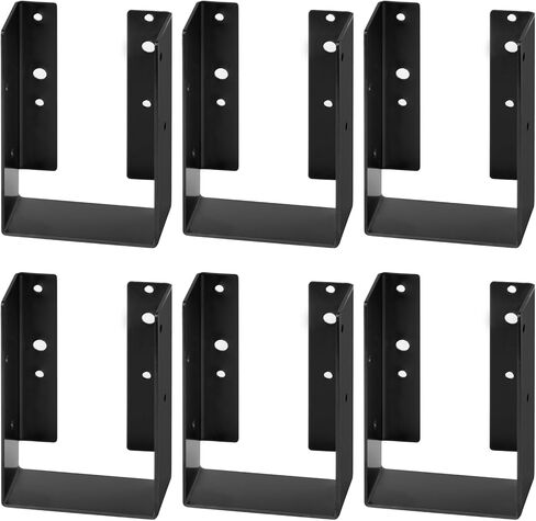 4 PCS Concealed-Flange Black Joist Hanger for 4 x 10 Post ,14 Gauge Steel Hidden Mount Joist Hanger, Powder Coated in Saudi Arabia