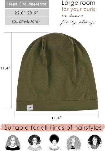 Yanibest 100% Mulberry Silk Lined Sleep Cap Christmas Silk Bonnet for Sleeping - Dark Black Hair Cover Bonnet for Natural Hair Adjustable Slouchy Beanie Hat in Saudi Arabia