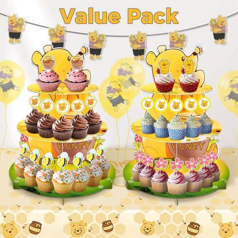 2 Pack Woodland Baby Shower Decorations Cupcake Stands: Cake Topper Stand Western Party Decors Supplies Favors, Baby Kids Boys Girls Birthday Safari Camping Mushroom Theme Cardboard Cupcake Holders in Saudi Arabia