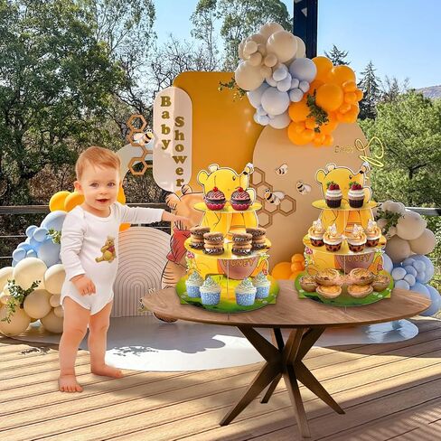 2 Pack Woodland Baby Shower Decorations Cupcake Stands: Cake Topper Stand Western Party Decors Supplies Favors, Baby Kids Boys Girls Birthday Safari Camping Mushroom Theme Cardboard Cupcake Holders in Saudi Arabia