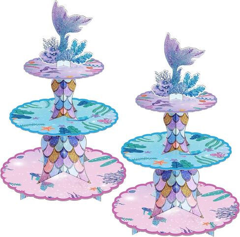2 Pack Woodland Baby Shower Decorations Cupcake Stands: Cake Topper Stand Western Party Decors Supplies Favors, Baby Kids Boys Girls Birthday Safari Camping Mushroom Theme Cardboard Cupcake Holders in Saudi Arabia