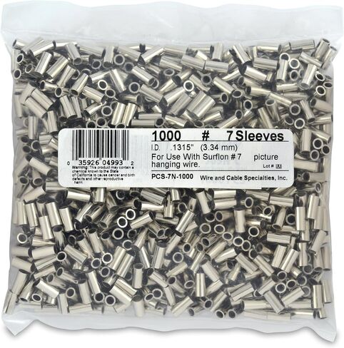 Wire & Cable Specialties Surflon Size 2-3 - 1000-Piece Picture Wire Crimping Sleeves, Bright Stainless PCS-23N-1000 in Saudi Arabia