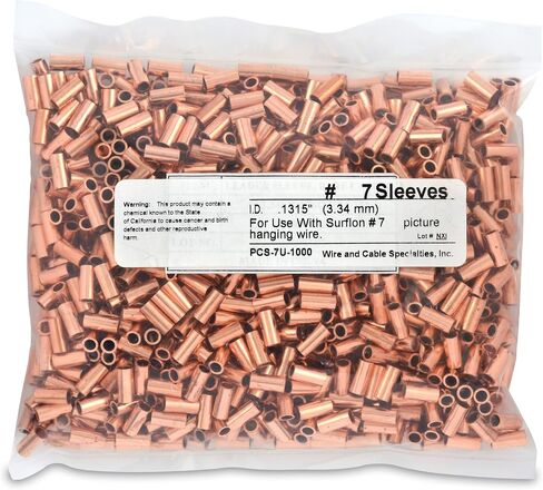 Wire & Cable Specialties Surflon Size 2-3 - 1000-Piece Picture Wire Crimping Sleeves, Bright Stainless PCS-23N-1000 in Saudi Arabia