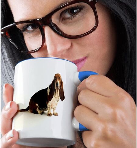 3dRose mug_80272_4 "Handsome Basset Hound" Two Tone Black Mug, 11 oz, Multicolor in Saudi Arabia