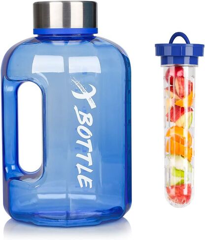 Half Gallon Water Bottle with Infuser, BPA Free 84oz Large Water Bottle Dishwasher Safe Hydration with Motivational Time Mark Leak-Proof 2.5L Sports Water Bottle for Camping Sports Workouts(Clear) in Saudi Arabia