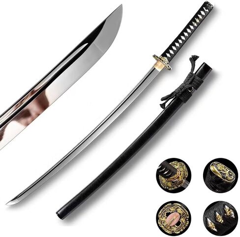 Katana Sword 41" Spring Steel Clay Tempered Razor Sharp Blade Full Tang Handmade -Real Katana Sword Sharp-Japanese Samurai Swords are a Unique Gift for Men in Saudi Arabia
