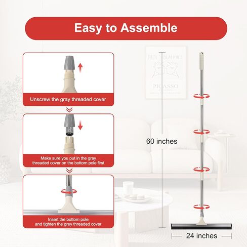 Floor Squeegee Broom, 60'' Long Handle Squeegee for Floor, Heavy Duty Rubber Squeegee, Floor Squeegee Scrubber for Shower, Bathroom, Kitchen, Pool, Concrete and Tiles in Saudi Arabia