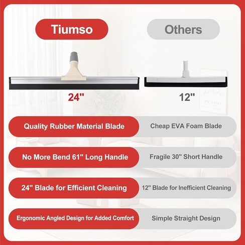 Floor Squeegee Broom, 60'' Long Handle Squeegee for Floor, Heavy Duty Rubber Squeegee, Floor Squeegee Scrubber for Shower, Bathroom, Kitchen, Pool, Concrete and Tiles in Saudi Arabia