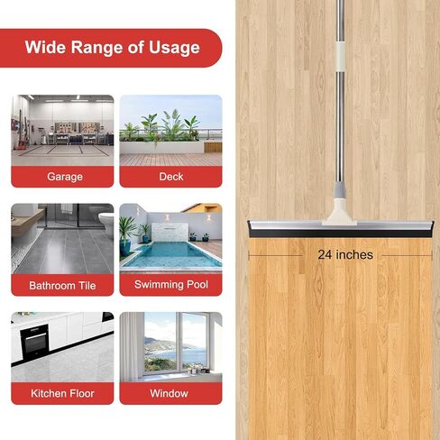 Floor Squeegee Broom, 60'' Long Handle Squeegee for Floor, Heavy Duty Rubber Squeegee, Floor Squeegee Scrubber for Shower, Bathroom, Kitchen, Pool, Concrete and Tiles in Saudi Arabia