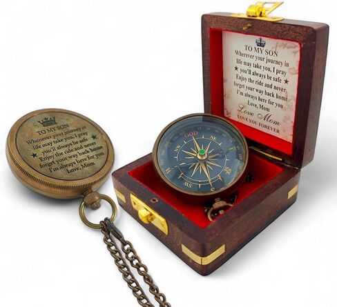 Gift for Son from Mom Dad | Grandson Brass Compass Engraved Quote | Memory Present to My Grandson Birthday, Baptism, Graduation, Confirmation, Love, Gift idea by Grandpa Grandma Nanny | Mom to Son in Saudi Arabia