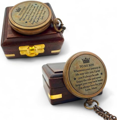 Gift for Son from Mom Dad | Grandson Brass Compass Engraved Quote | Memory Present to My Grandson Birthday, Baptism, Graduation, Confirmation, Love, Gift idea by Grandpa Grandma Nanny | Mom to Son in Saudi Arabia