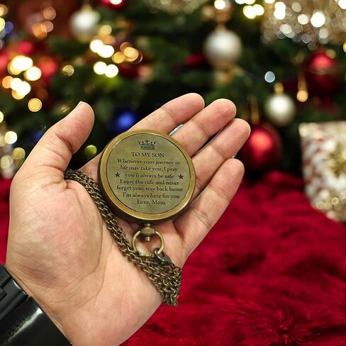 Gift for Son from Mom Dad | Grandson Brass Compass Engraved Quote | Memory Present to My Grandson Birthday, Baptism, Graduation, Confirmation, Love, Gift idea by Grandpa Grandma Nanny | Mom to Son in Saudi Arabia
