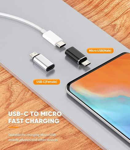 Micro USB Female to USB C Male(3pack) Adapter Android Port Charge Cable to Type-C Charging Converter for Pixel 5XL LG Compatible for Samsung Galaxy Note S10 S20 S21 Ipad Pro Air4 Cord Connector in Kuwait