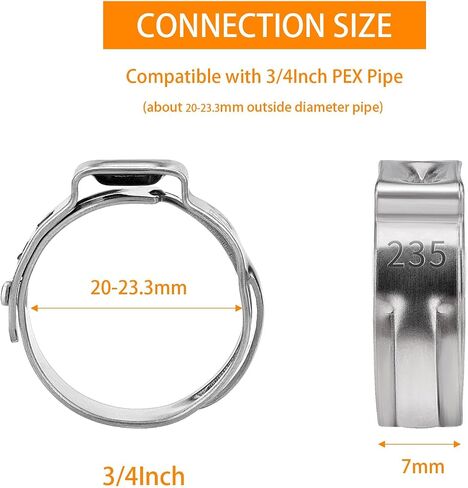 1/2 PEX Crimp Ring 60 PCS, PEX Cinch Clamps, 304 Stainless Steel Single Ear Hose PEX Fitting Clamps in Saudi Arabia