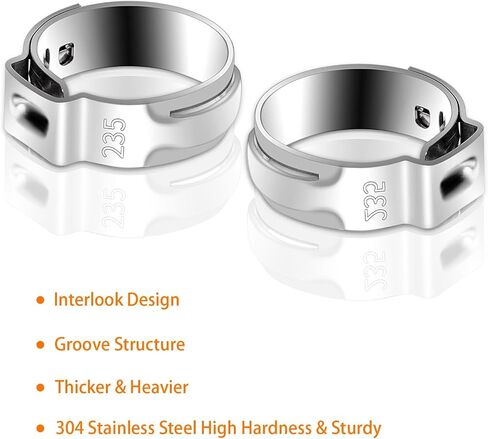 1/2 PEX Crimp Ring 60 PCS, PEX Cinch Clamps, 304 Stainless Steel Single Ear Hose PEX Fitting Clamps in Saudi Arabia