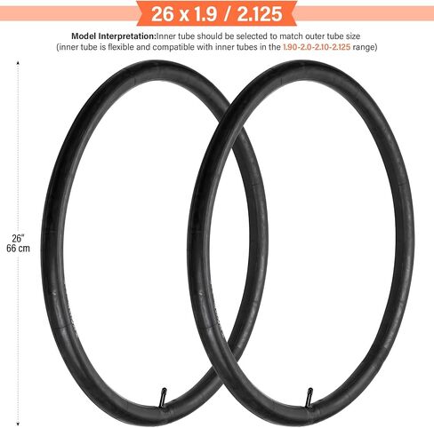 2 حزمة 26 "أنابيب الدراجة 26x1.75/2.125 AV 48 مللي متر صمام شريدر أنابيب دراجة متوافقة مع 26x1.75 26x1.90 26x2.0 26x2.126 26x2.125 الأنابيب الداخلية in Kuwait