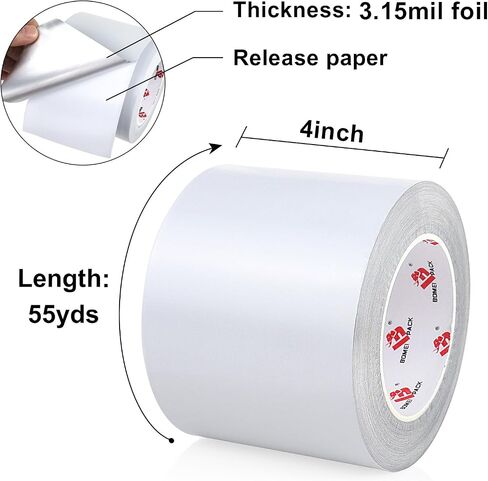 BOMEI PACK White Aluminum Tape,White Foil Tape HVAC Sealing & Patching Hot Cold Air Duct Tape Aluminum Foil Tape for Pipe, Metal Repair, HVAC, Air Ducts, Insulation (3 Inch) in Saudi Arabia