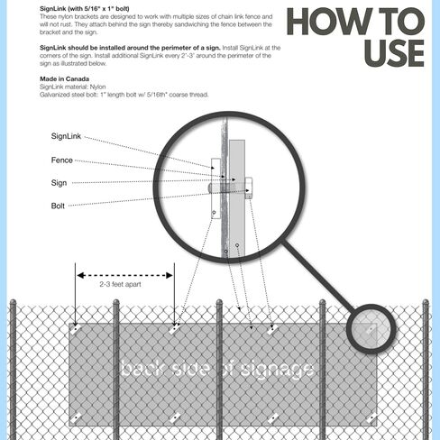 ProLink Sign Bracket for Chain Link Fence [Pack of 24] - Chain Link Sign Fence Mount | Fence mounting Fastener Bracket with Stainless Steel Bolts | Easy Installation, Ideal for Business in Saudi Arabia