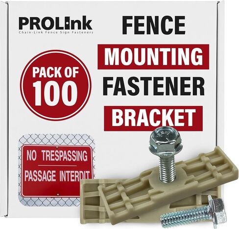 ProLink Sign Bracket for Chain Link Fence [Pack of 24] - Chain Link Sign Fence Mount | Fence mounting Fastener Bracket with Stainless Steel Bolts | Easy Installation, Ideal for Business in Saudi Arabia