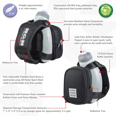 NGN Sport - Running Water Bottle Handheld | Hydration Bottle & Pack with Zippered Pocket - 10 oz in Saudi Arabia