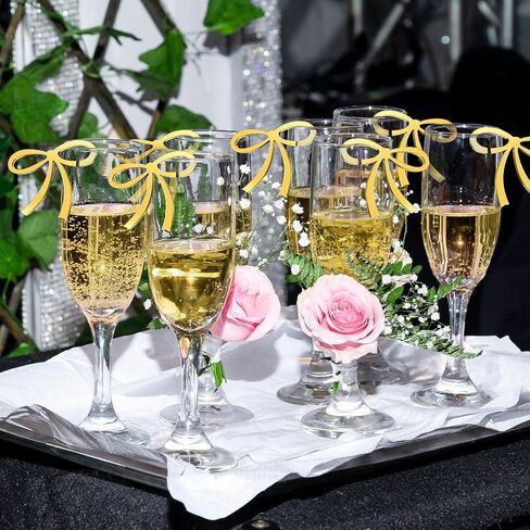 50 Pcs Black Bows Drink Tags Coquette Bow Wine Glass Charms Acrylic Bowknot Drink Tag for Bachelorette Bows Birthday Wedding Coquette Tasting Party Decor Accessory in Saudi Arabia