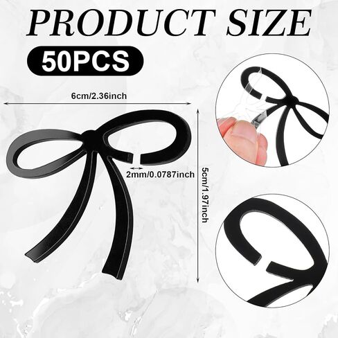 50 Pcs Black Bows Drink Tags Coquette Bow Wine Glass Charms Acrylic Bowknot Drink Tag for Bachelorette Bows Birthday Wedding Coquette Tasting Party Decor Accessory in Saudi Arabia