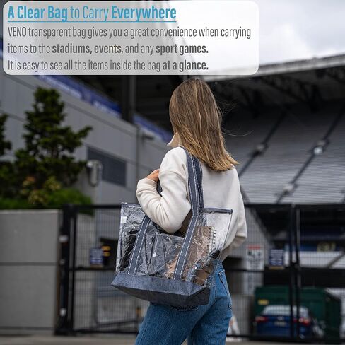 VENO 2 Pack Clear Bag for Stadium Events w/Adjustable Strap, Clear Purse, Stadium Approved Transparent Crossbody Tote Bags for Women & Men, Great for Lunch, Work, Travel & Concert w/Handles (2 Pack) in Saudi Arabia