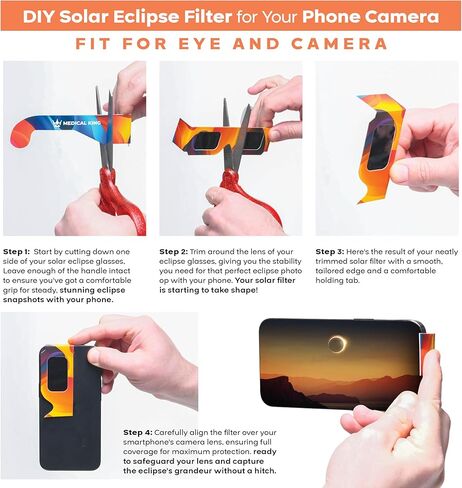 Medical king Solar Eclipse Glasses Approved 2024, (10 pack) CE and ISO Certified Safe Shades for Direct Sun Viewing Includes Bonus Eclipse Guide With Map in Kuwait