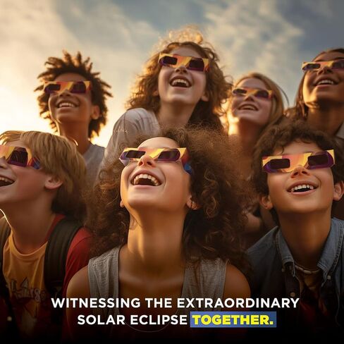 Medical king Solar Eclipse Glasses Approved 2024, (10 pack) CE and ISO Certified Safe Shades for Direct Sun Viewing Includes Bonus Eclipse Guide With Map in Kuwait