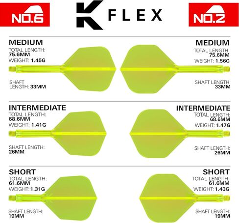 TARGET Darts K-Flex رحلات وأعمدة رمي السهام المتكاملة، حزمة Kflex المكونة من 9 قطع، حزمة متعددة - K Flex 3 ألوان | أسود، أبيض، شفاف، أحمر، أخضر، أزرق، وردي، برتقالي، أصفر | قصير، متوسط، متوسط in Kuwait