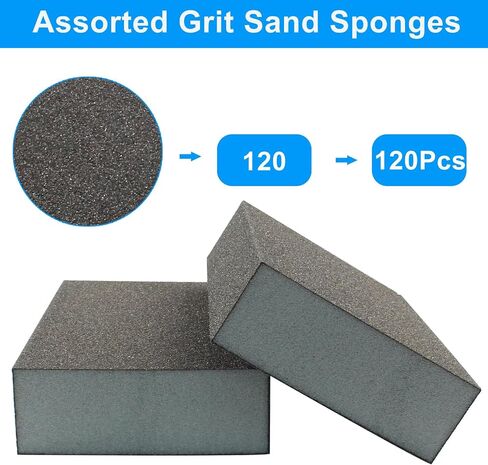 Hitefu 12 Packs Sanding Block, 220 Grit Sanding Sponge, Reusable Sandpaper Block for Wood, Glasses, Metal, Drywall in Saudi Arabia