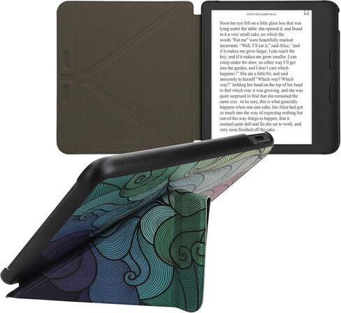 علبة kwmobile اوريغامي متوافقة مع كوبو لون الميزان - Case Slim Premium Pu Leather With With Stand - Magnolias Taupe/White/Dark Gray in Saudi Arabia