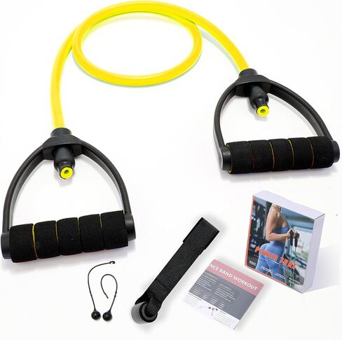 Single Resistance Exercise Band with Handles, Exercise Bands with Handles, Workout Bands Resistance for Men or Women, Arm Bands for Workout-Door Anchor and Starter Guide Included in Saudi Arabia