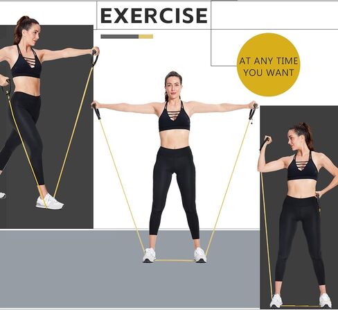 Single Resistance Exercise Band with Handles, Exercise Bands with Handles, Workout Bands Resistance for Men or Women, Arm Bands for Workout-Door Anchor and Starter Guide Included in Saudi Arabia