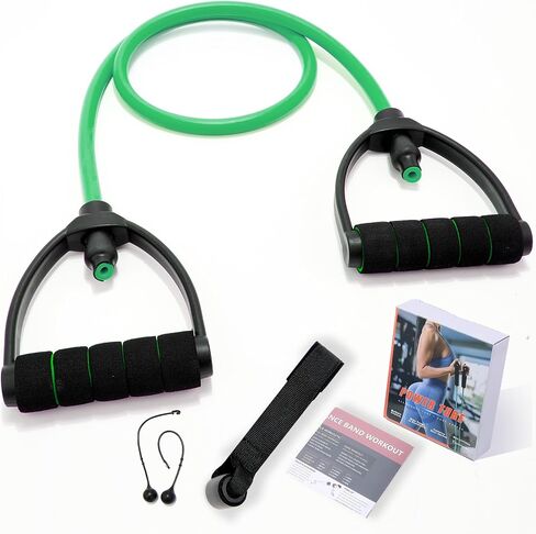 Single Resistance Exercise Band with Handles, Exercise Bands with Handles, Workout Bands Resistance for Men or Women, Arm Bands for Workout-Door Anchor and Starter Guide Included in Saudi Arabia