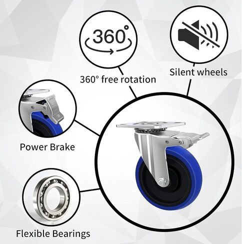 3 Inch Caster Wheels, Casters Set of 4 Heavy Duty but Silent, 4-Pack Plate Industrial Castor Wheels, Swivel Wheels for Furniture, Workbench and Cart Wheels (3 Inch, 4 x Swivel) in Saudi Arabia