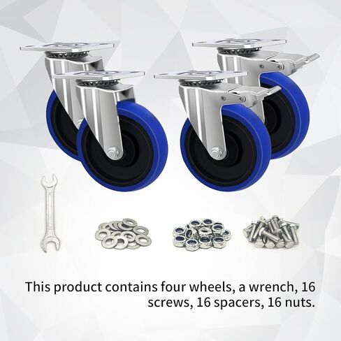 3 Inch Caster Wheels, Casters Set of 4 Heavy Duty but Silent, 4-Pack Plate Industrial Castor Wheels, Swivel Wheels for Furniture, Workbench and Cart Wheels (3 Inch, 4 x Swivel) in Saudi Arabia
