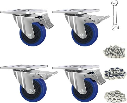 3 Inch Caster Wheels, Casters Set of 4 Heavy Duty but Silent, 4-Pack Plate Industrial Castor Wheels, Swivel Wheels for Furniture, Workbench and Cart Wheels (3 Inch, 4 x Swivel) in Saudi Arabia
