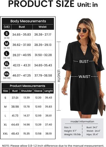 QACOHU Womens Summer Casual V Neck Shift Mini Dress | Flowy Swing Basic Loose Dresses, Ruffle Short Sleeve, Straight, Floral Boho Style, Wedding Guest Beach Vacation Outfits in Saudi Arabia