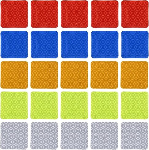 PATIKIL Reflective Stickers, 50 Pack Night High Visibility Waterproof Warning Reflective Sticker Outdoor Reflectors for Cars Bikes Motorcycles Trucks Trailers, 5 Colors(Square) in Saudi Arabia