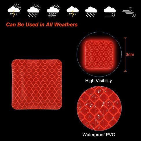 PATIKIL Reflective Stickers, 50 Pack Night High Visibility Waterproof Warning Reflective Sticker Outdoor Reflectors for Cars Bikes Motorcycles Trucks Trailers, 5 Colors(Square) in Saudi Arabia