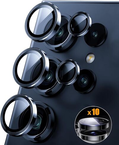 2 مجموعة من حامي عدسة الكاميرا Samsung Galaxy S25 Ultra 5G 2025 ، Samsung S 25 Ultra 9h Class Camera Protector ، [Ultra HD] [anti scratch] غطاء الكاميرا لـ Galaxy S25 Ultra ، Black in Kuwait