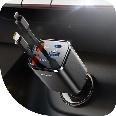 [2026 Ultra-Compact] JOYROOM Retractable Car Charger 84W Car Charger USB C for iPhone 16 17 Fast Charging, Car Accessories, Car Adapter Travel Essentials Gifts for Women Men, for iPhone 17 16 15 14 13 | [2026 Ultra-Compact] [180°Adjustable] Car Accessorie in Kuwait
