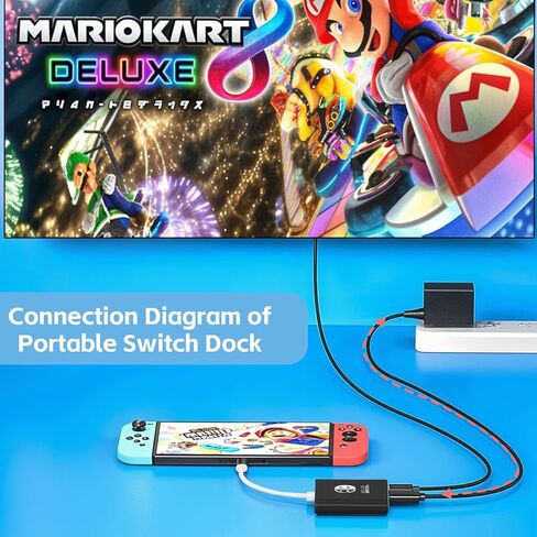 Switch HDMI Cable Portable Dock لـ Nintendo Switch NS/OLED 4K USB C إلى موصل محول TV HDMI لمحول لعبة Sways Play Monitor Monitor ، استبدل Dock الأصلي الضخم (2M) in Kuwait