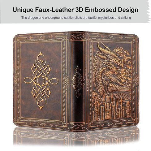 FEIDIAO 9 Pocket Trading Card Binder 360 Side Loading Pockets Albums with Zipper 3D PU Leather Embossed Dragon Card Books Collectible Trading Card Game Album for MTG,TCG,Pokmon,Lorcana(Bronzed) in Saudi Arabia