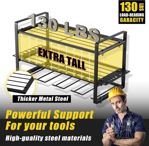 4 Layers Power Tool Organizer Wall Mount, Garage Wall Shelving, 4 Drill Holder Wall Mount, Cordless Tool Organizer, Garage Storage Rack with 4 Extension Cord Holder in Saudi Arabia