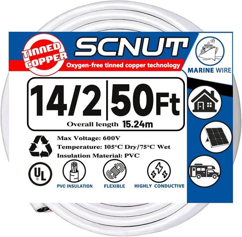 14 Gauge Marine Wire, 14AWG Duplex Marine Grade Wire,IP68 Waterproof/Corrosion Resistant Tinned Copper/Stranded PVC Cord for Boat/Indoor/Automotive/RV/Solar/LED Strips (100FT) in Saudi Arabia