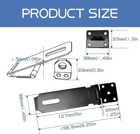 3PCS 5Inch Door Lock Hasp Latch Stainless Steel Safety Padlock Latches Hardware Extra Thick Hasp Lock Latch with Screws for Doors, Cabinets, Closets,.etc in Saudi Arabia