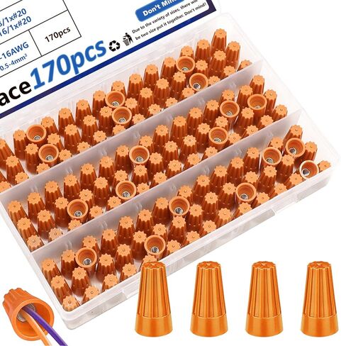 smseace 255Pcs Wire nuts assortment kit 22-10AWG Wire nut twisting cable cap connector Colorful Wire Caps Electrical Wire Connectors with Spring for Quick wiring in Saudi Arabia