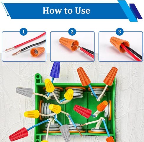 smseace 255Pcs Wire nuts assortment kit 22-10AWG Wire nut twisting cable cap connector Colorful Wire Caps Electrical Wire Connectors with Spring for Quick wiring in Saudi Arabia